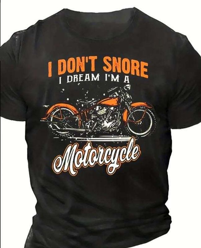 I don't snore I dream Biker T-skjorte, svart/oransje/hvit