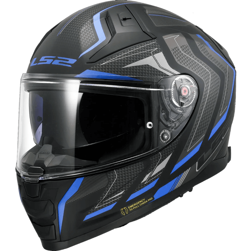 LS2 MC-Hjelm FF811 Vector 2 Alizer Svart/Blå glassfiberhjelm med solbrille