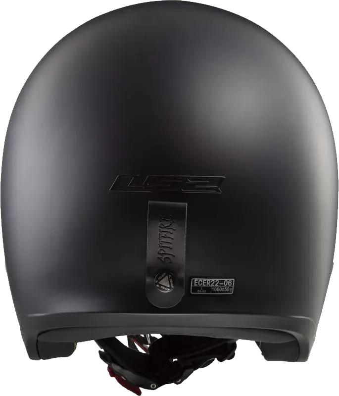 LS2 OF599 Spitfire Matt Svart MC-halvhjelm med klassisk look