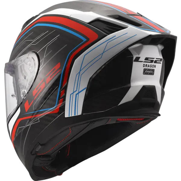 LS2 MC-Hjelm FF807 Dragon Subic Hvit/Bl&aring;/R&oslash;d med solbrille og sotet visir