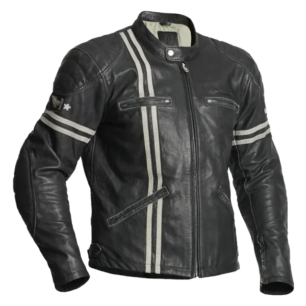 Halvarssons Skinnjakke Dresden Gr&aring; Retro stil i vasket Geiteskinn