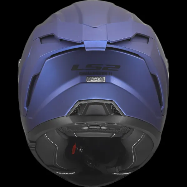 LS2 MC-Hjelm FF817 Challenger II Navy Bl&aring; glassfiberhjelm med solbrille