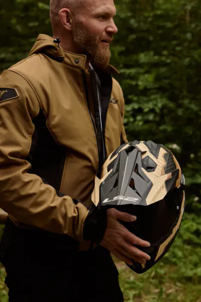 Bullfighter Ghost Softshell MC-Jakke Khaki Brun med AA-skli, skulder og albu -beskyttelse 