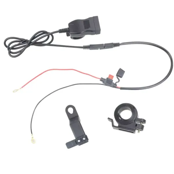Vanntett Dual-USB QC3 48W Hurtilader 2x USB-A for MC, ATV, B&aring;t m.m. med voltmeter, 12V/24V