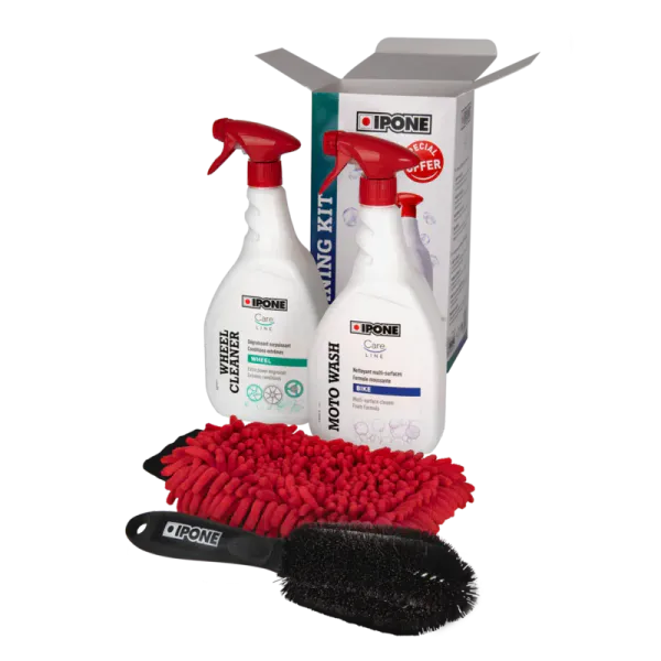 Ipone Cleaning Kit, multi-surface 1L, wheel cleaner 1L, b&oslash;rste og vaskehanske 