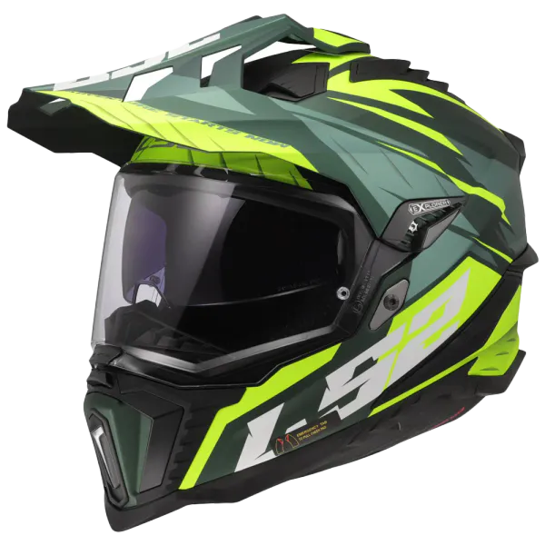 LS2 Endurohjelm MX701 Spire Gul med solbrille og pinlock