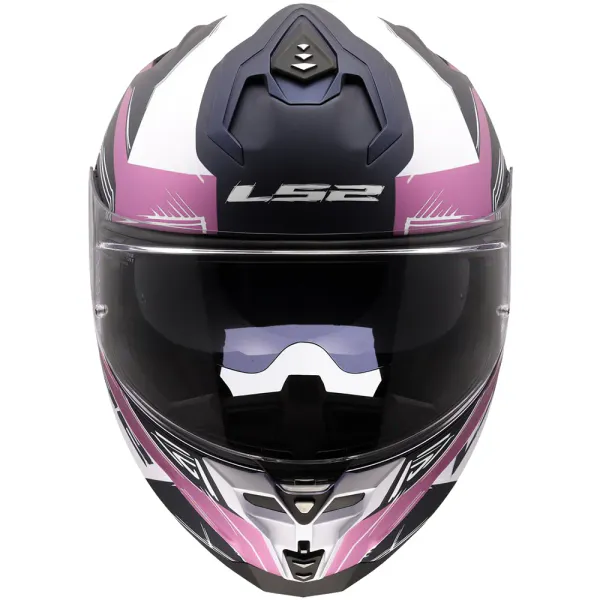 LS2 MC-Hjelm FF817 Challenger II Flaman Hvit/Rosa glassfiberhjelm med solbrille