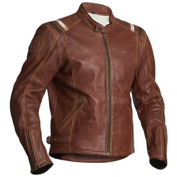Halvarssons Skalltorp MC-skinnjakke Soft-washed i geit, Brun Cognac AA