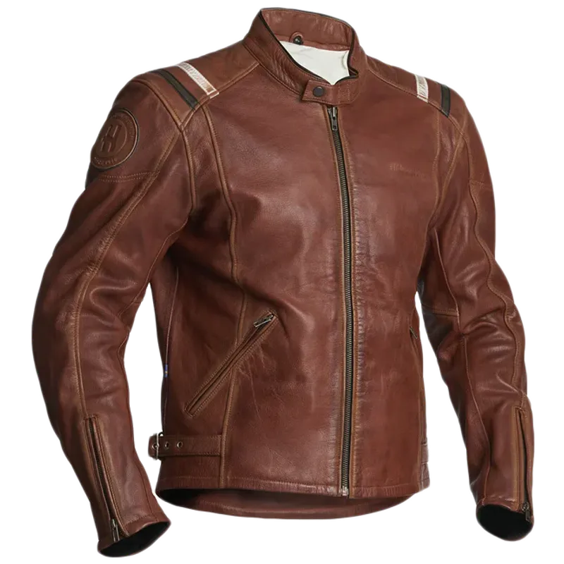 Halvarssons Skalltorp MC-skinnjakke Soft-washed i geit, Brun Cognac AA