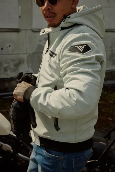 Bullfighter Ghost Softshell MC-Jakke Lys Gr&aring; med AA-skli, skulder og albu -beskyttelse 