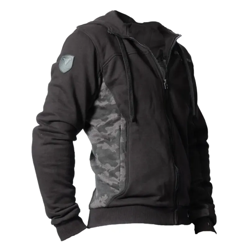 Bullfighter Atlas MC-Hoodie Svart/Camo med skli, skulder og albu -beskyttelse