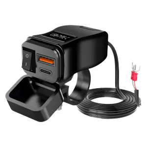 Hovedbilde Vanntett Dual-USB QC3 48W Hurtilader 2x USB (A og C) for MC, ATV, B&aring;t ...